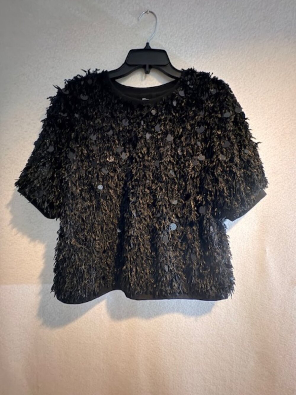 GIBSON & LATIMER Size L Knit Sequin Crew Neck Elbow Sleeve Sweater Pullover NWT